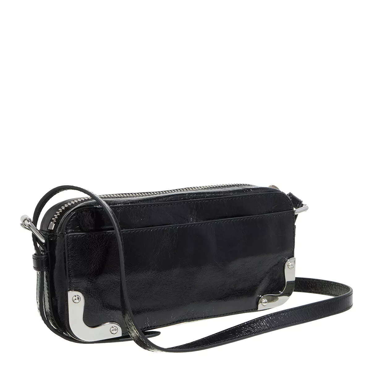 Schwarze Schultertasche aus Lackleder