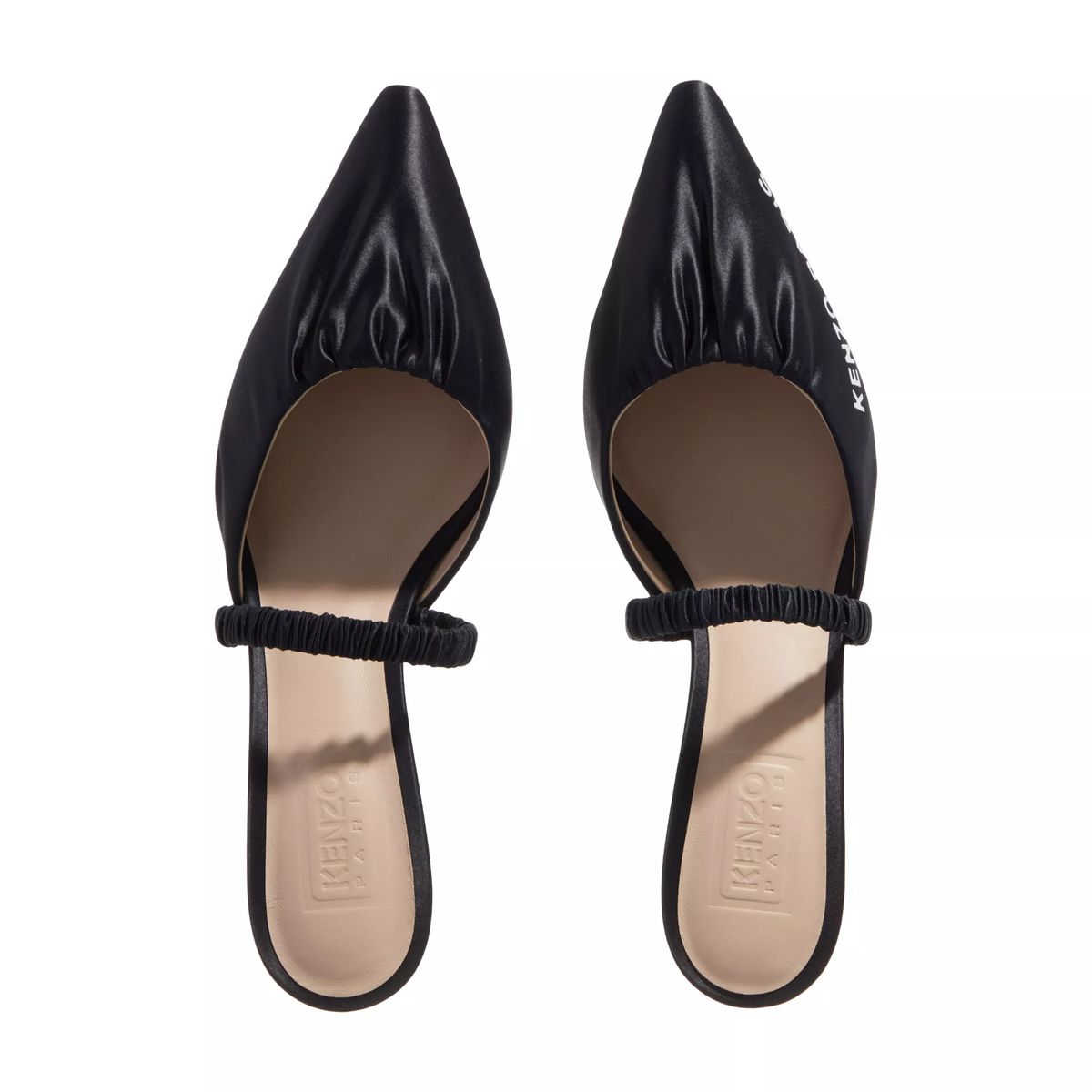 Schwarzes Kitten-Heel-Mule mit Riemen
