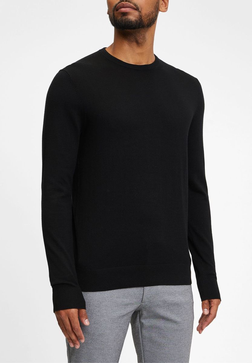 Klassischer Baumwollpullover mit Rundhalsausschnitt