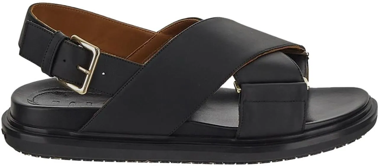 Klobige Criss-Cross-Leder Sandalen