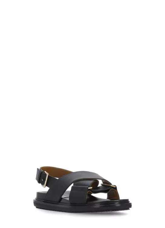 Klobige Criss-Cross-Leder Sandalen
