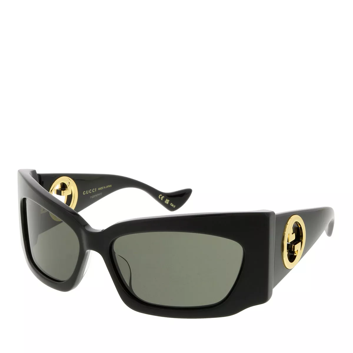 Eckige Sonnenbrille mit goldenem Logo