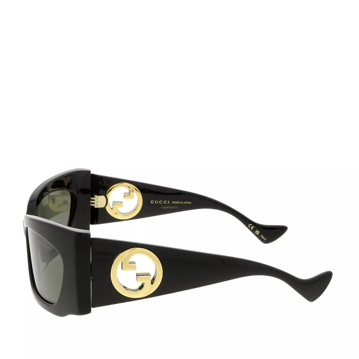 Eckige Sonnenbrille mit goldenem Logo