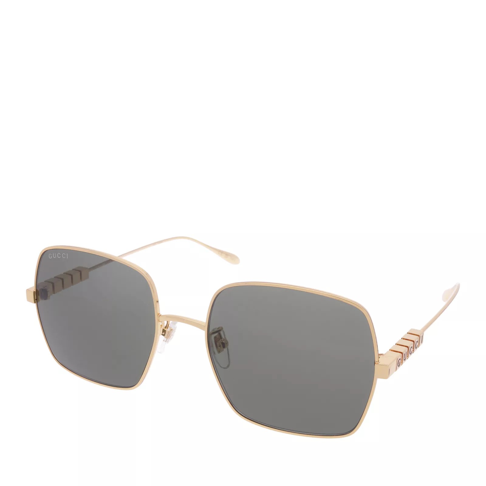 Quadratische Sonnenbrille mit goldenem Rahmen