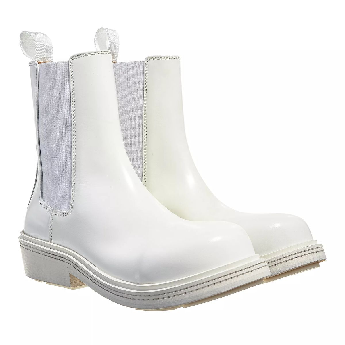 Weiße Chelsea Leder-Stiefeletten