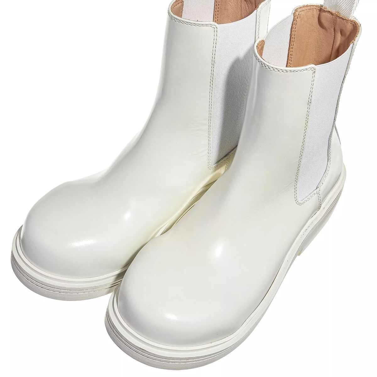 Weiße Chelsea Leder-Stiefeletten