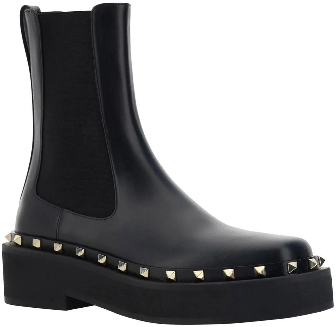 Plateau Chelsea Boots aus Leder mit Nieten