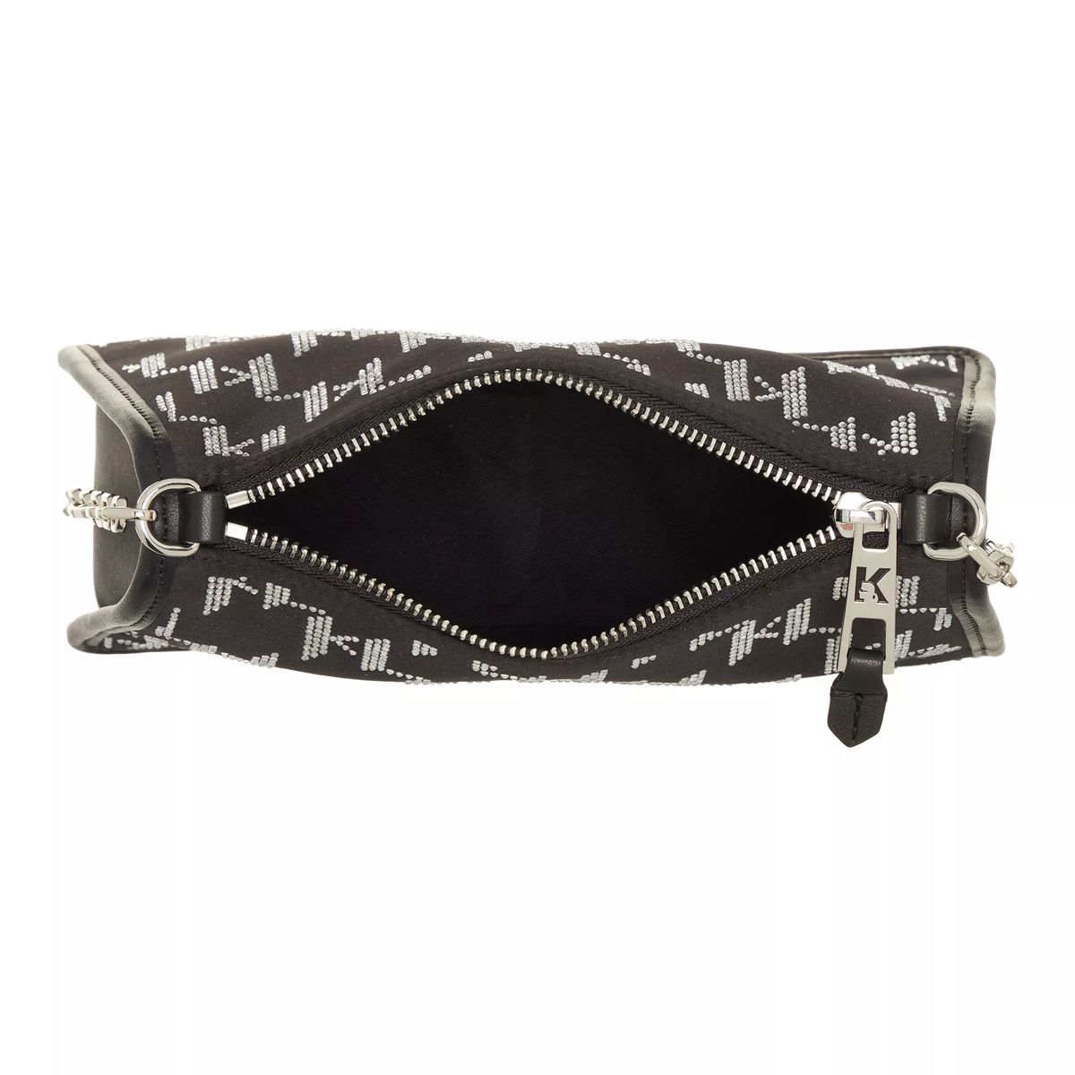 Schultertasche mit Strass-Logo und Kette