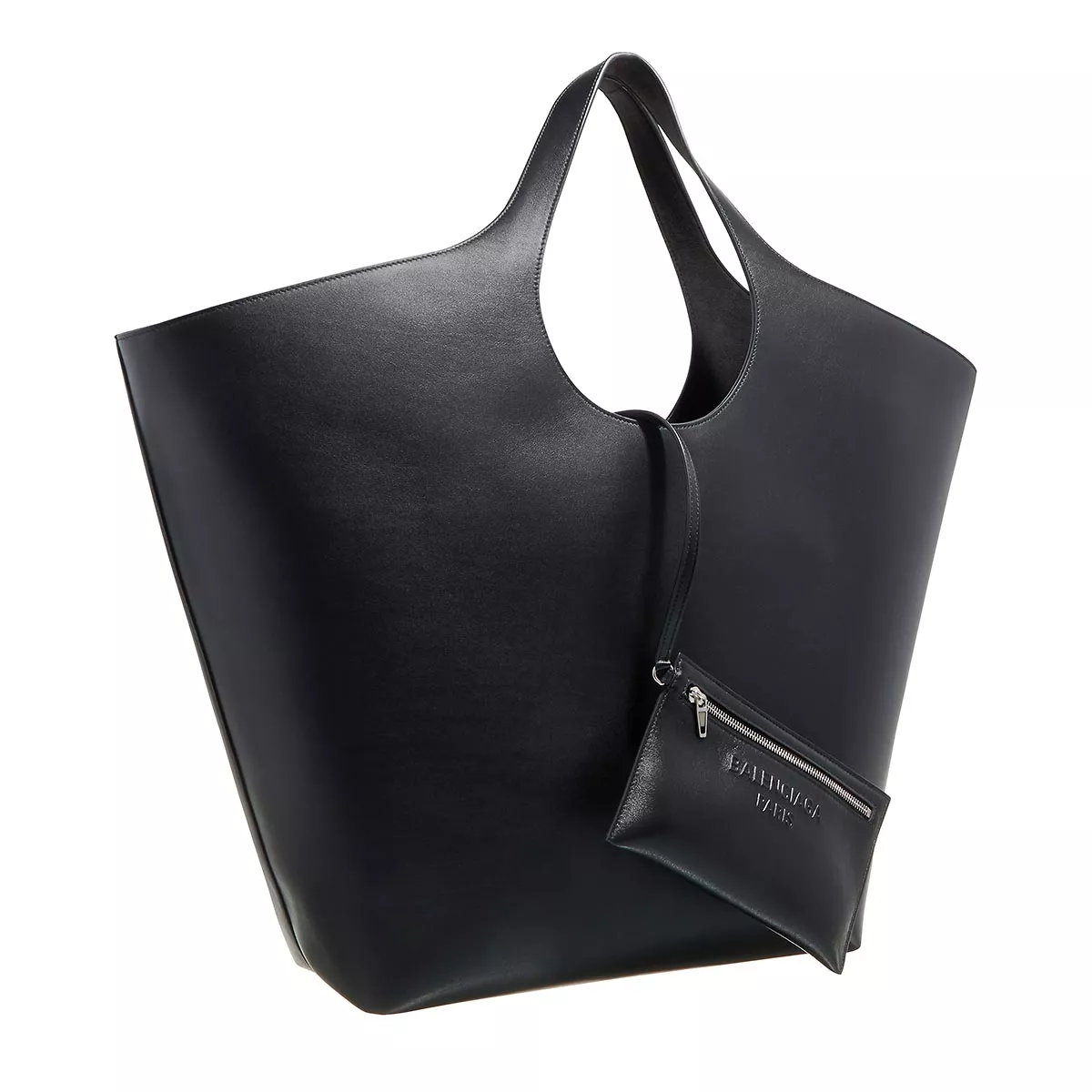 Schwarze Ledertasche mit Beutel