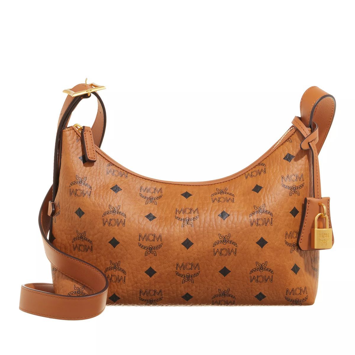 Cognacbraune Hobo-Tasche mit Logo
