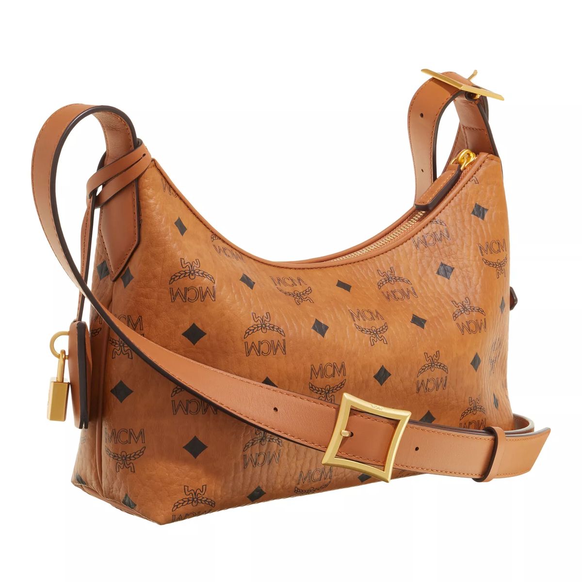 Cognacbraune Hobo-Tasche mit Logo