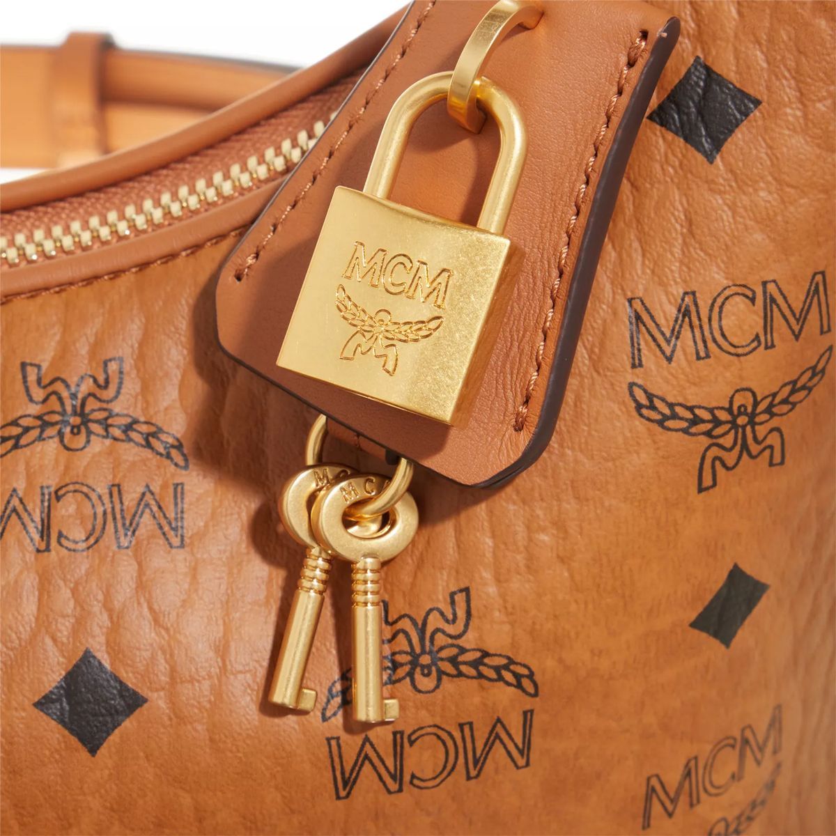 Cognacbraune Hobo-Tasche mit Logo