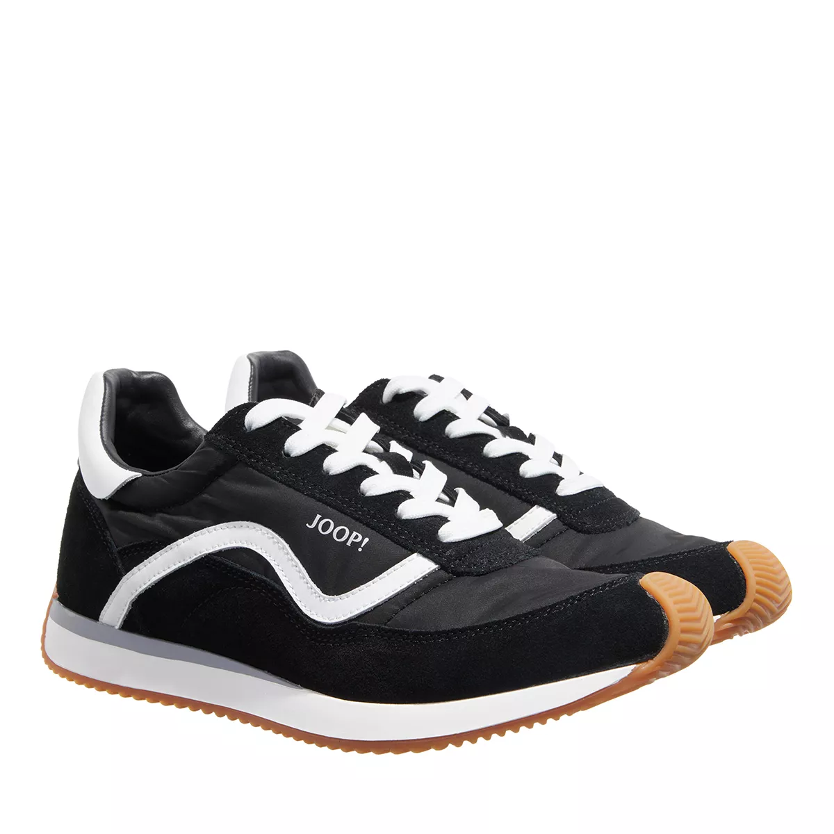 Schwarzer Wildleder-Nylon-Retro-Sneaker