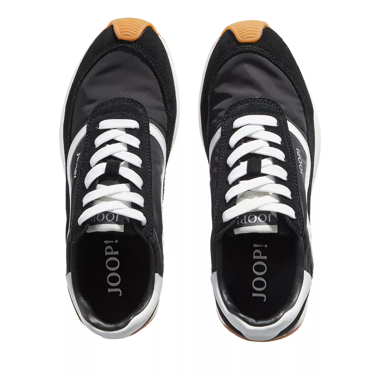 Schwarzer Wildleder-Nylon-Retro-Sneaker