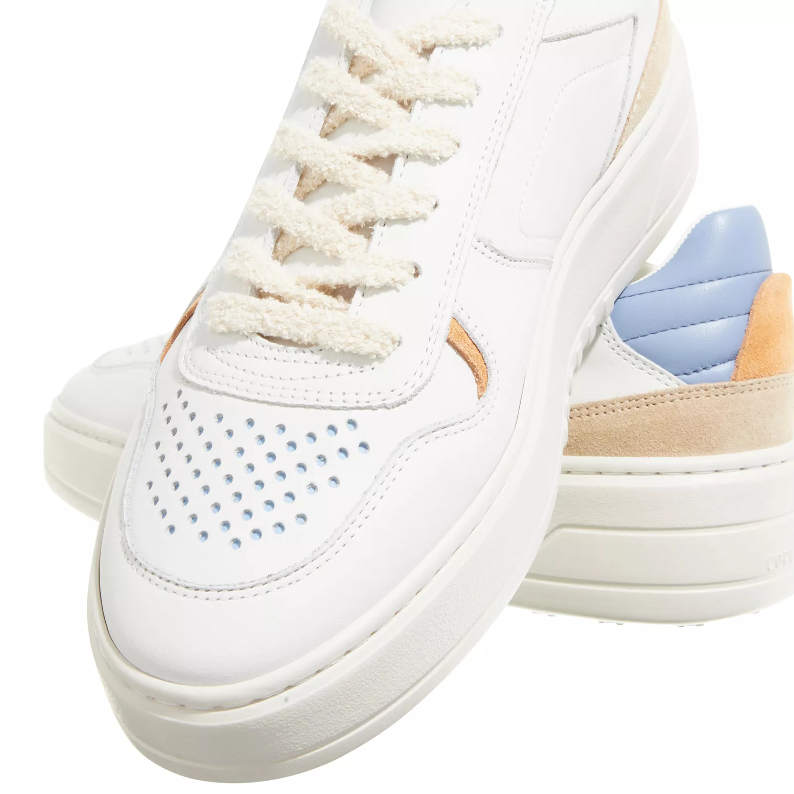 Weiße Leder Plateau Court Sneaker
