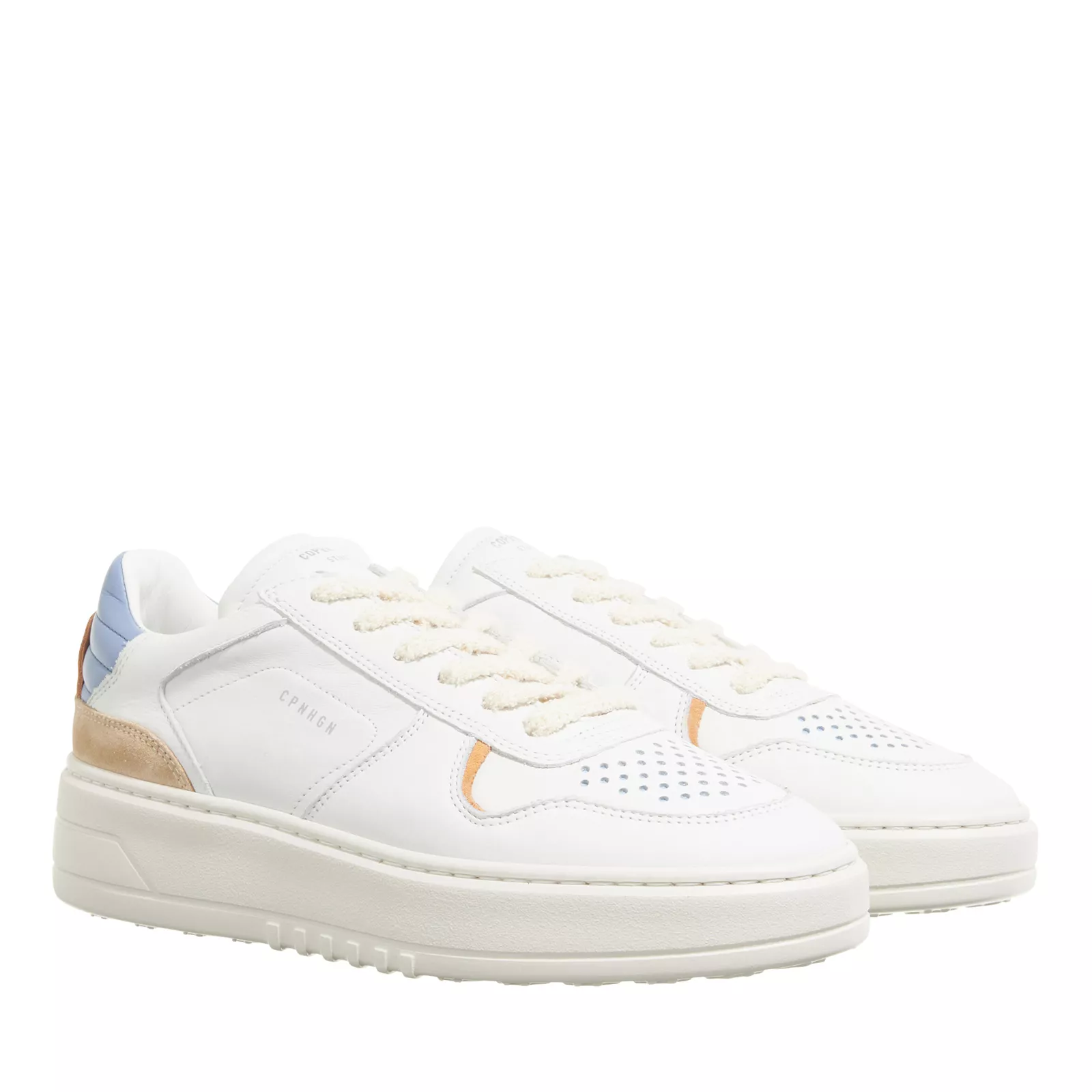Weiße Leder Plateau Court Sneaker