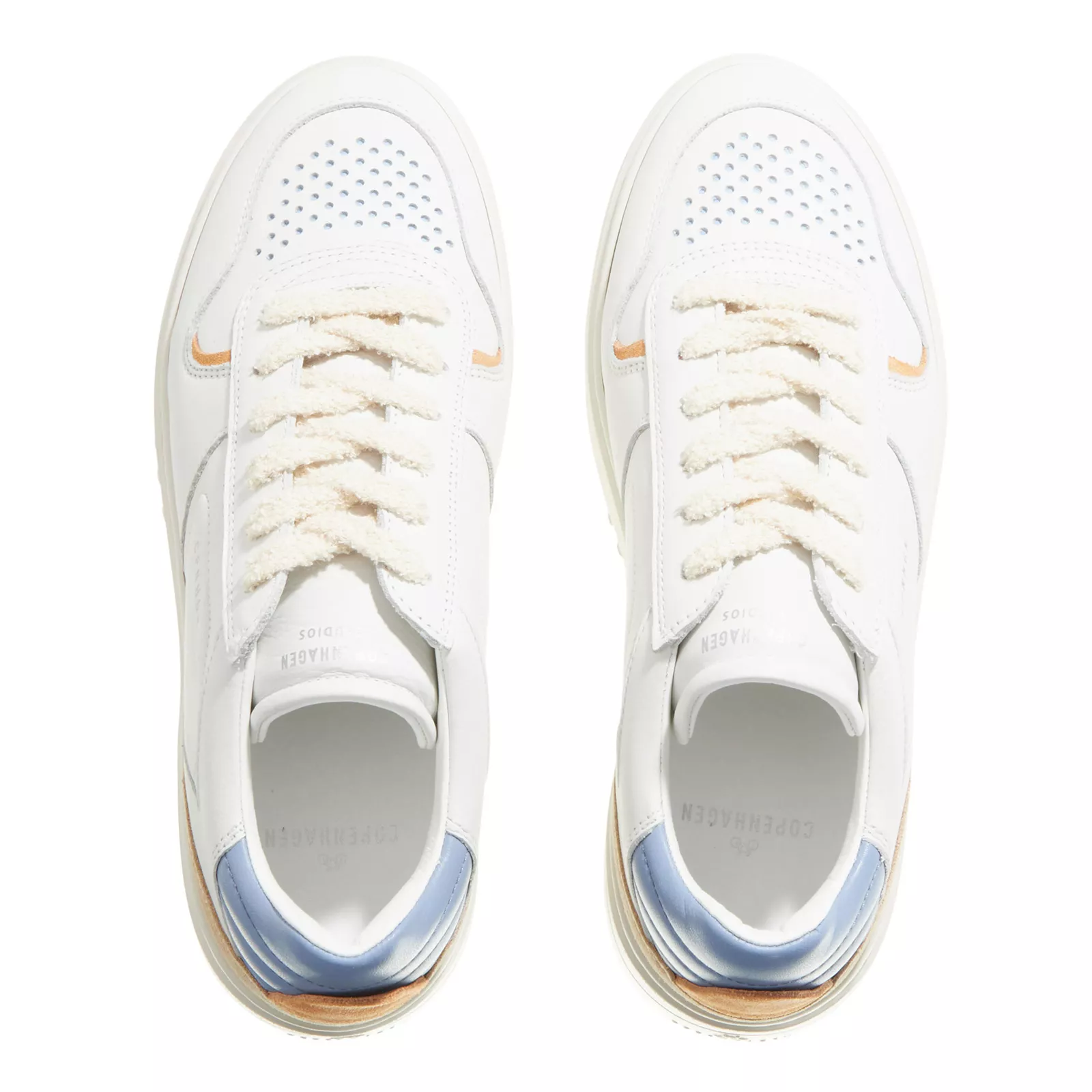 Weiße Leder Plateau Court Sneaker