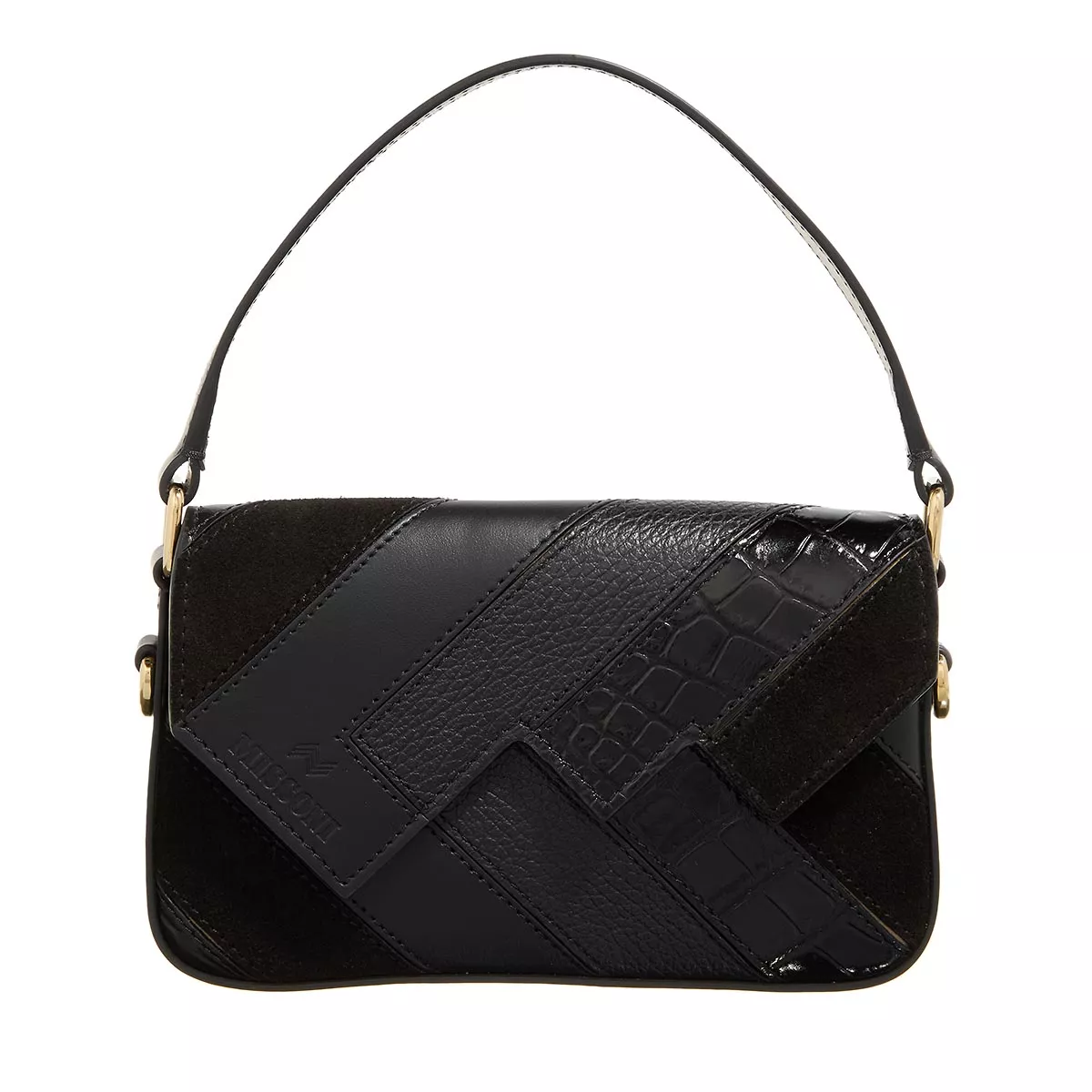 Patchwork-Schultertasche aus Leder