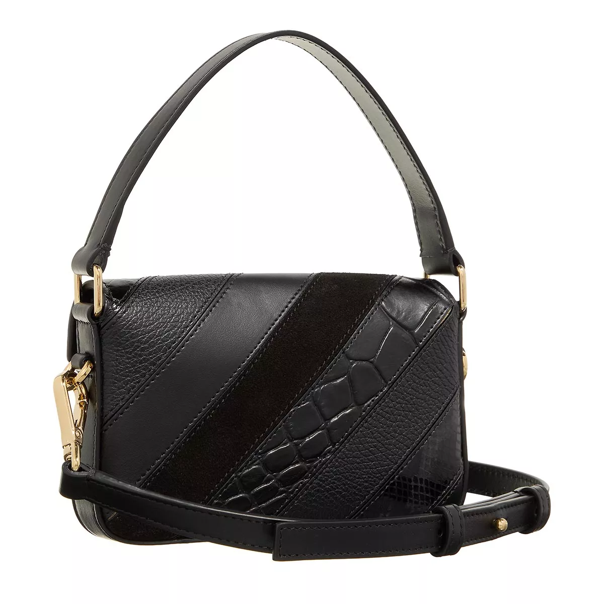Patchwork-Schultertasche aus Leder