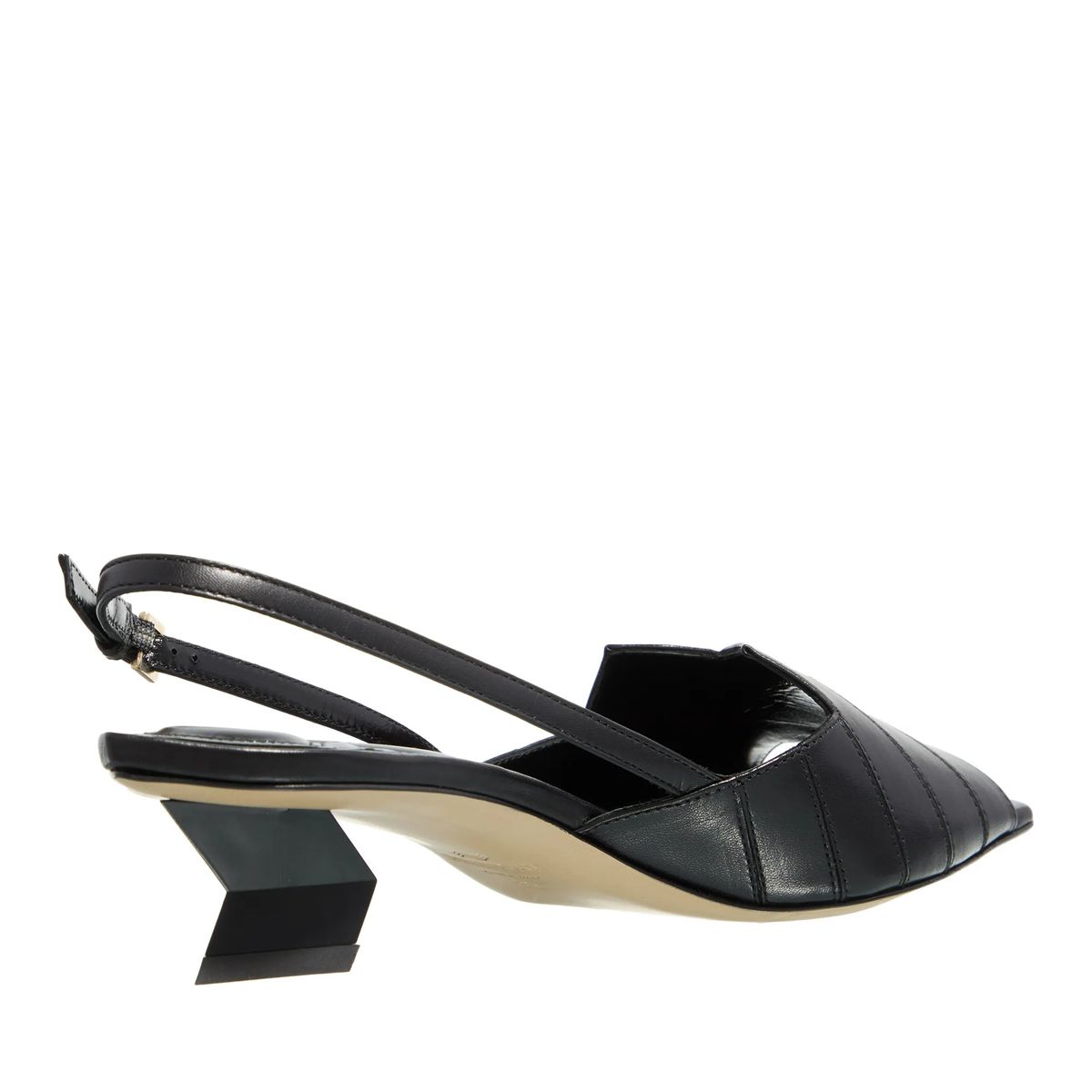 Schwarze Slingback-Sandalen aus Leder
