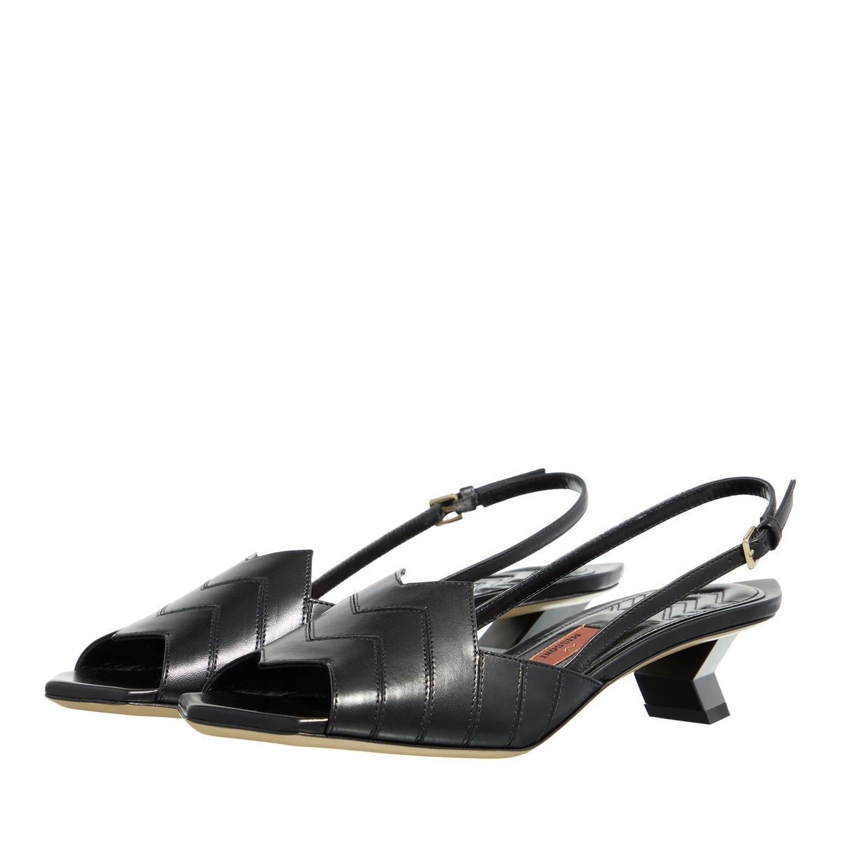 Schwarze Slingback-Sandalen aus Leder