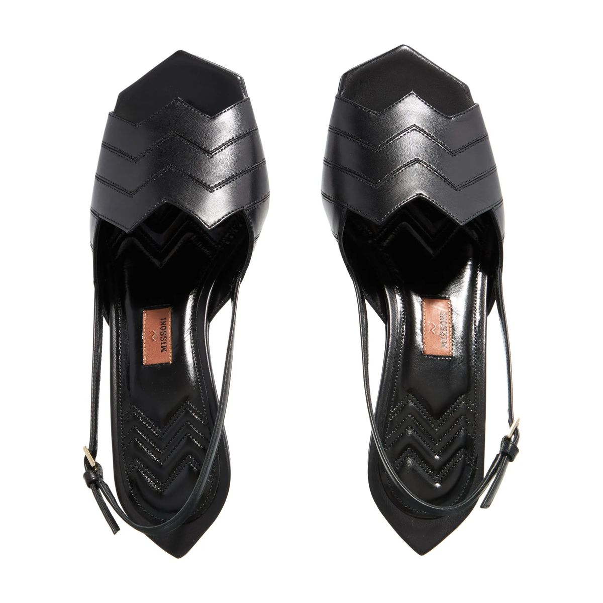 Schwarze Slingback-Sandalen aus Leder