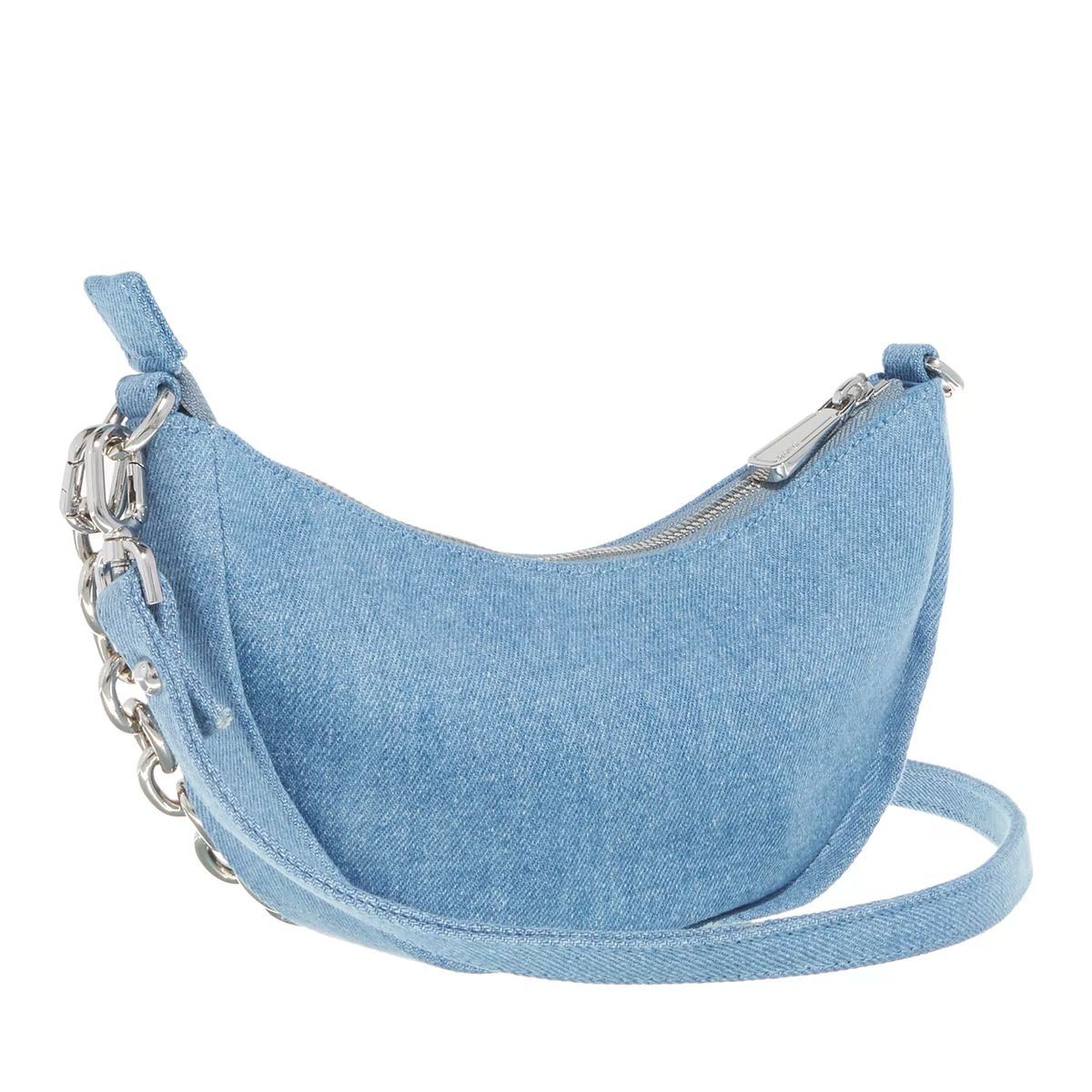 Denim Halbmond Hobo Bag mit Kette