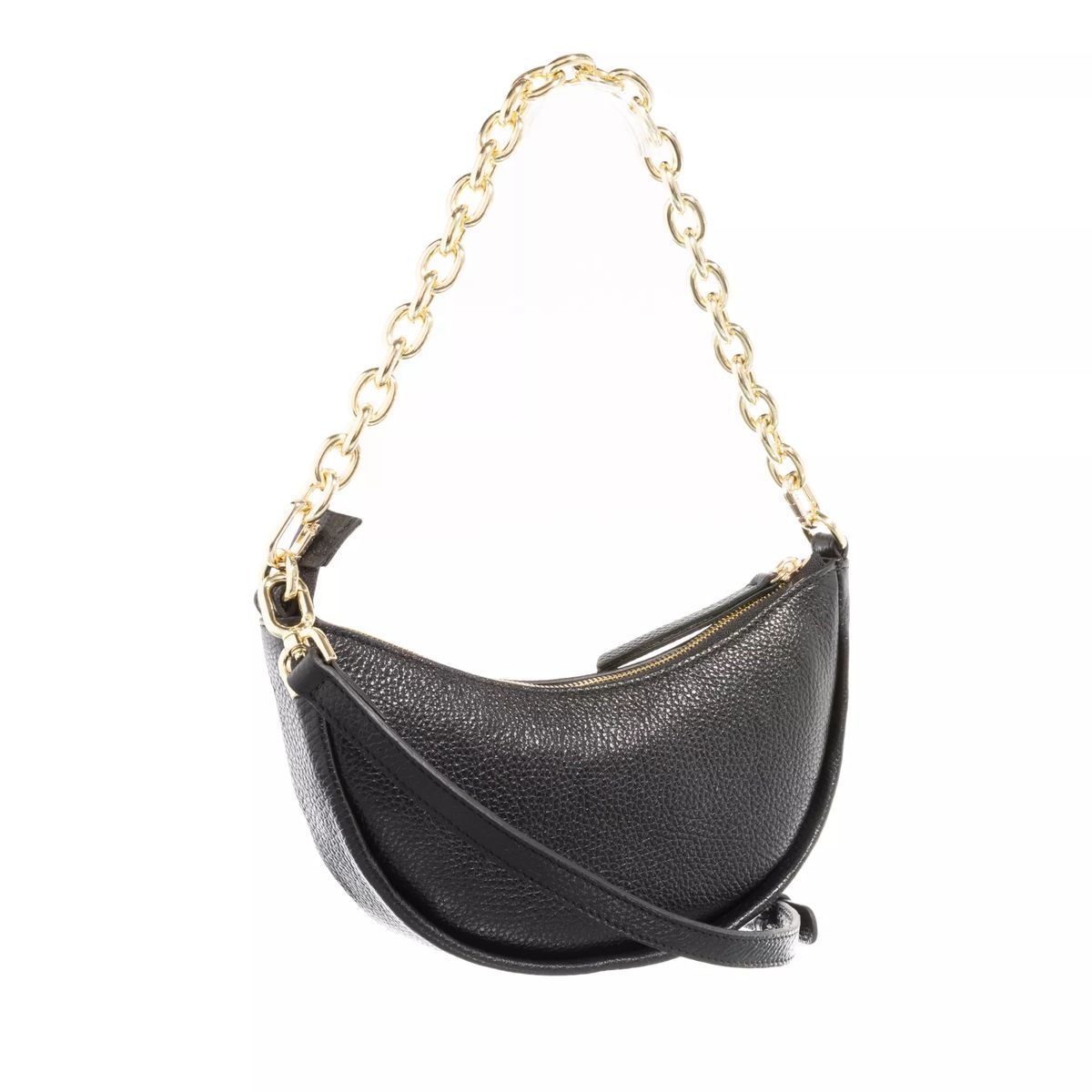 Halbmondtasche aus genarbtem Leder