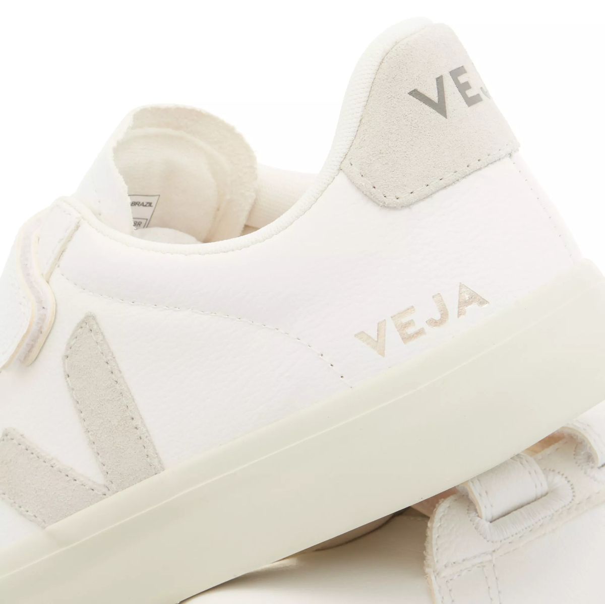 Minimalistische weiße Leder-Klett-Sneakers