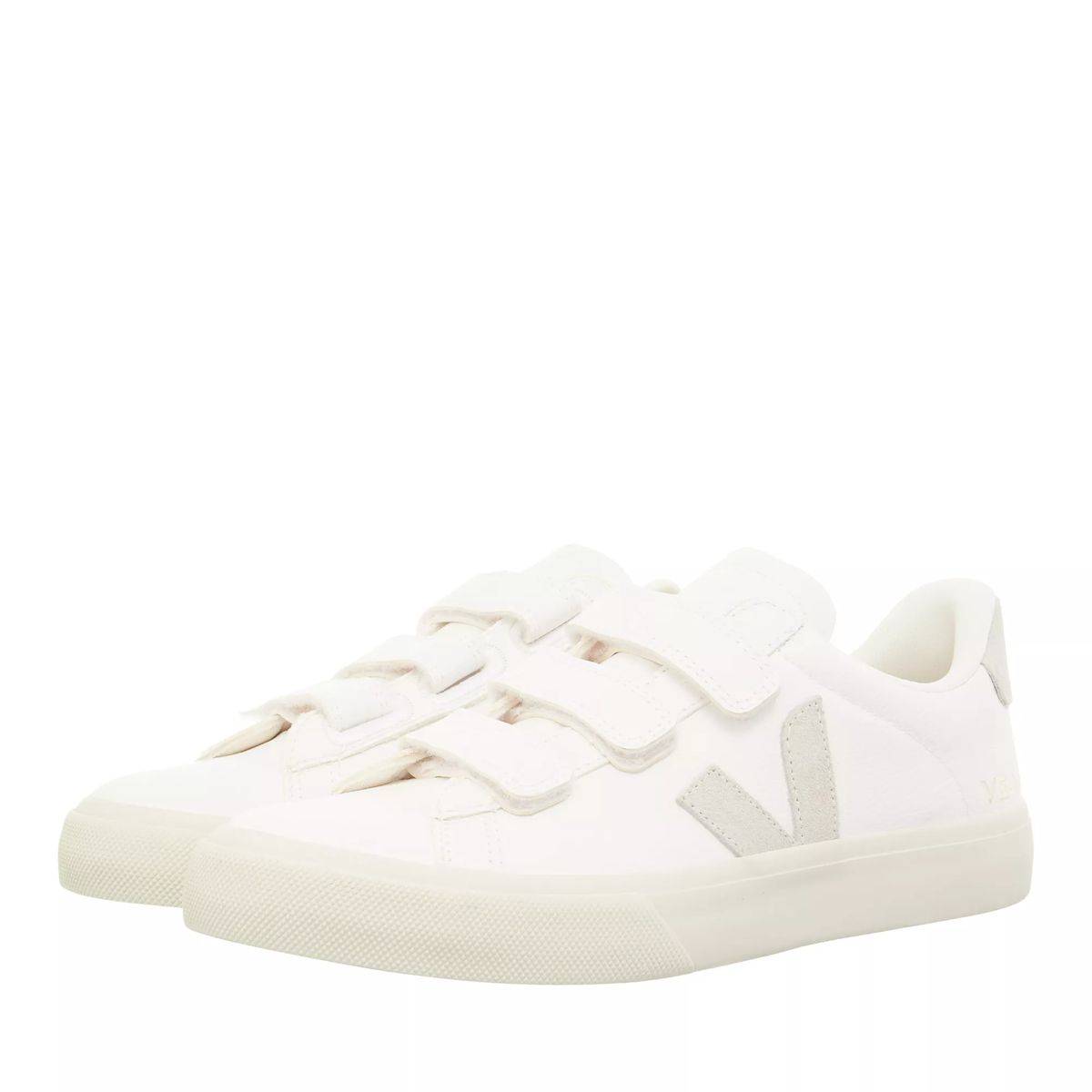 Minimalistische weiße Leder-Klett-Sneakers