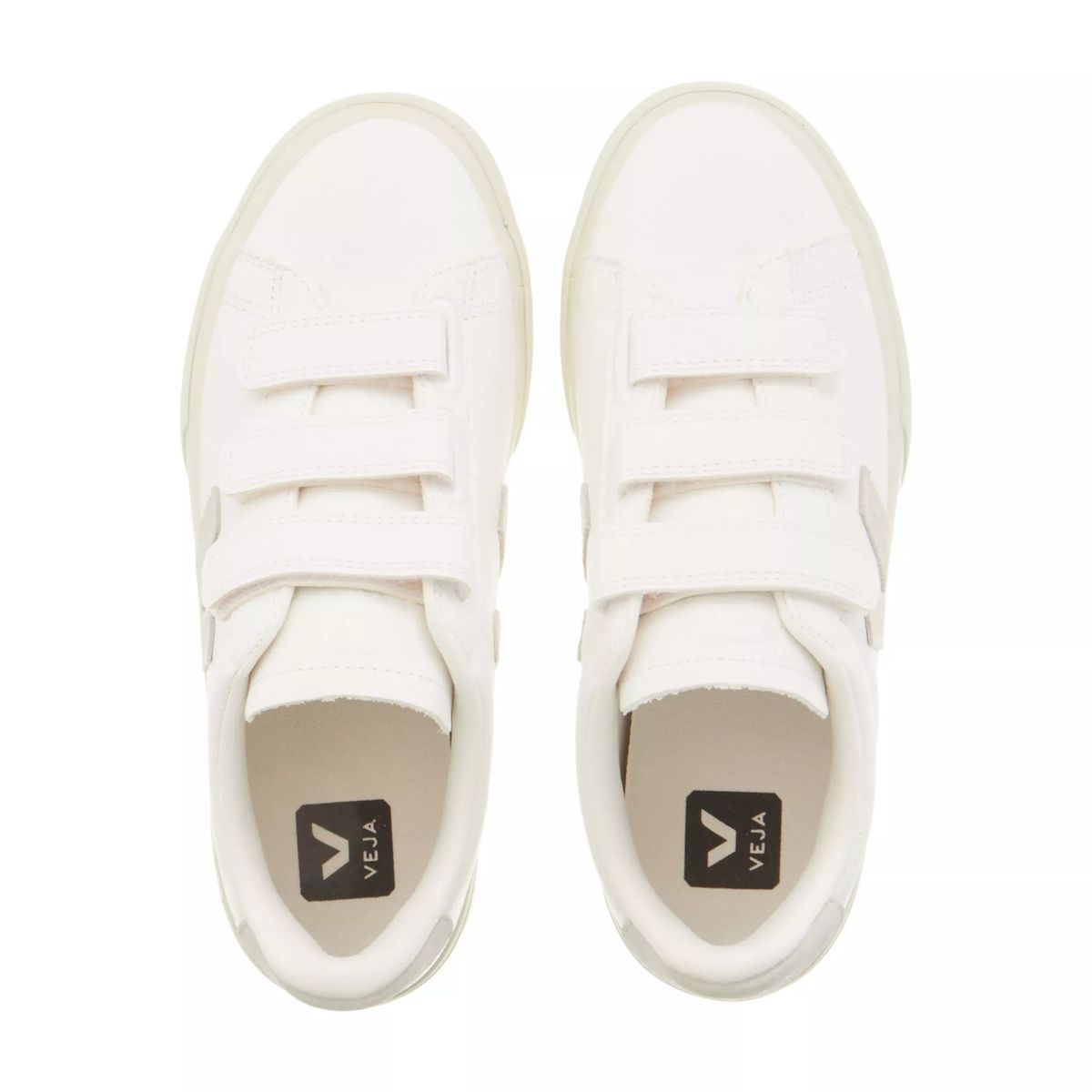 Minimalistische weiße Leder-Klett-Sneakers