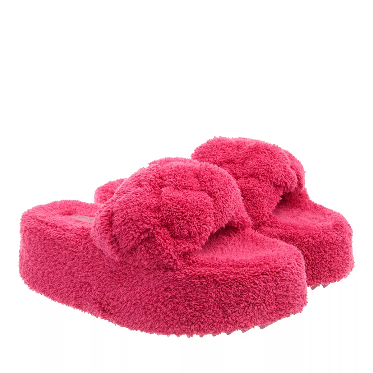 Geflochtene Teddy Plateau Pantoletten