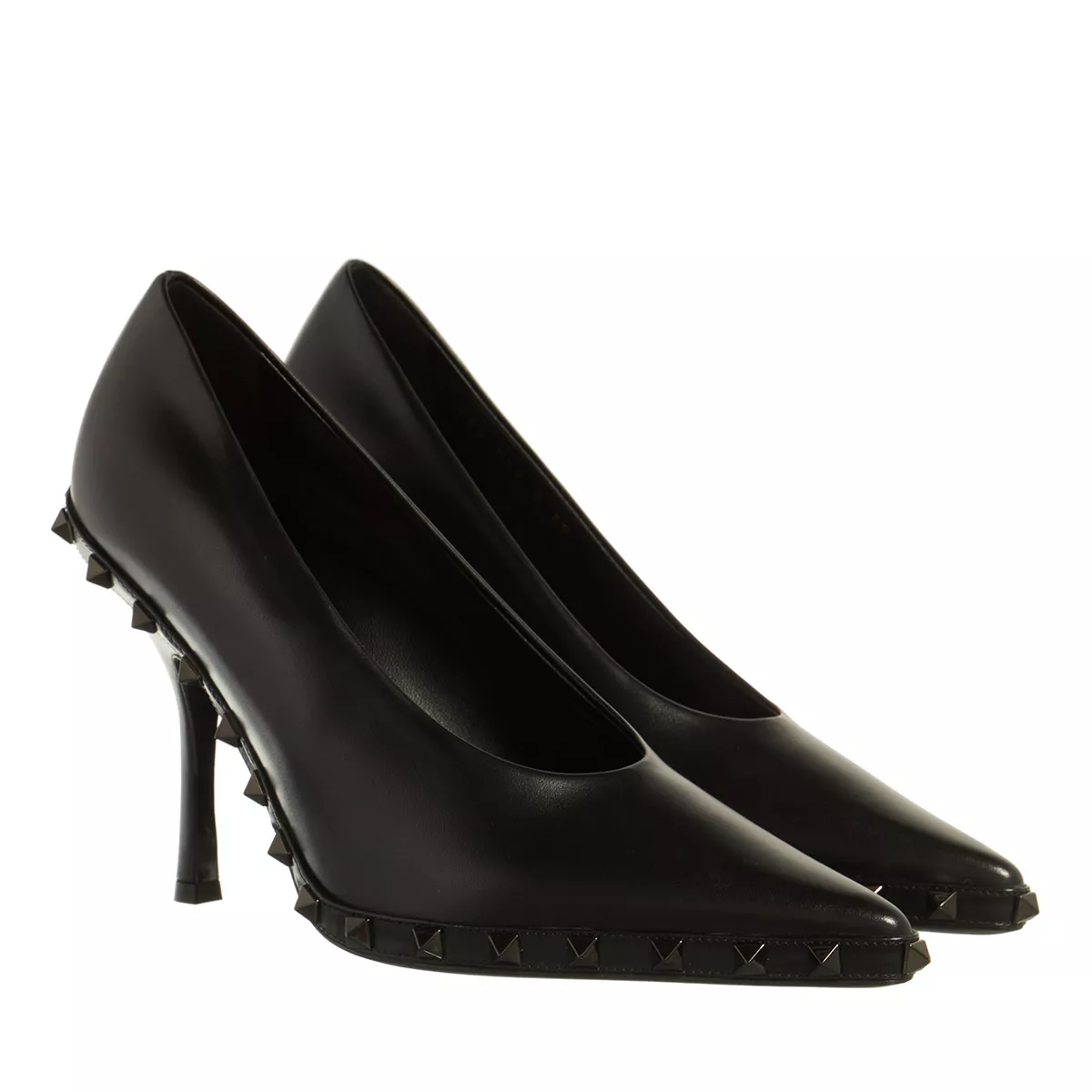Schwarze Lederpumps mit Nieten