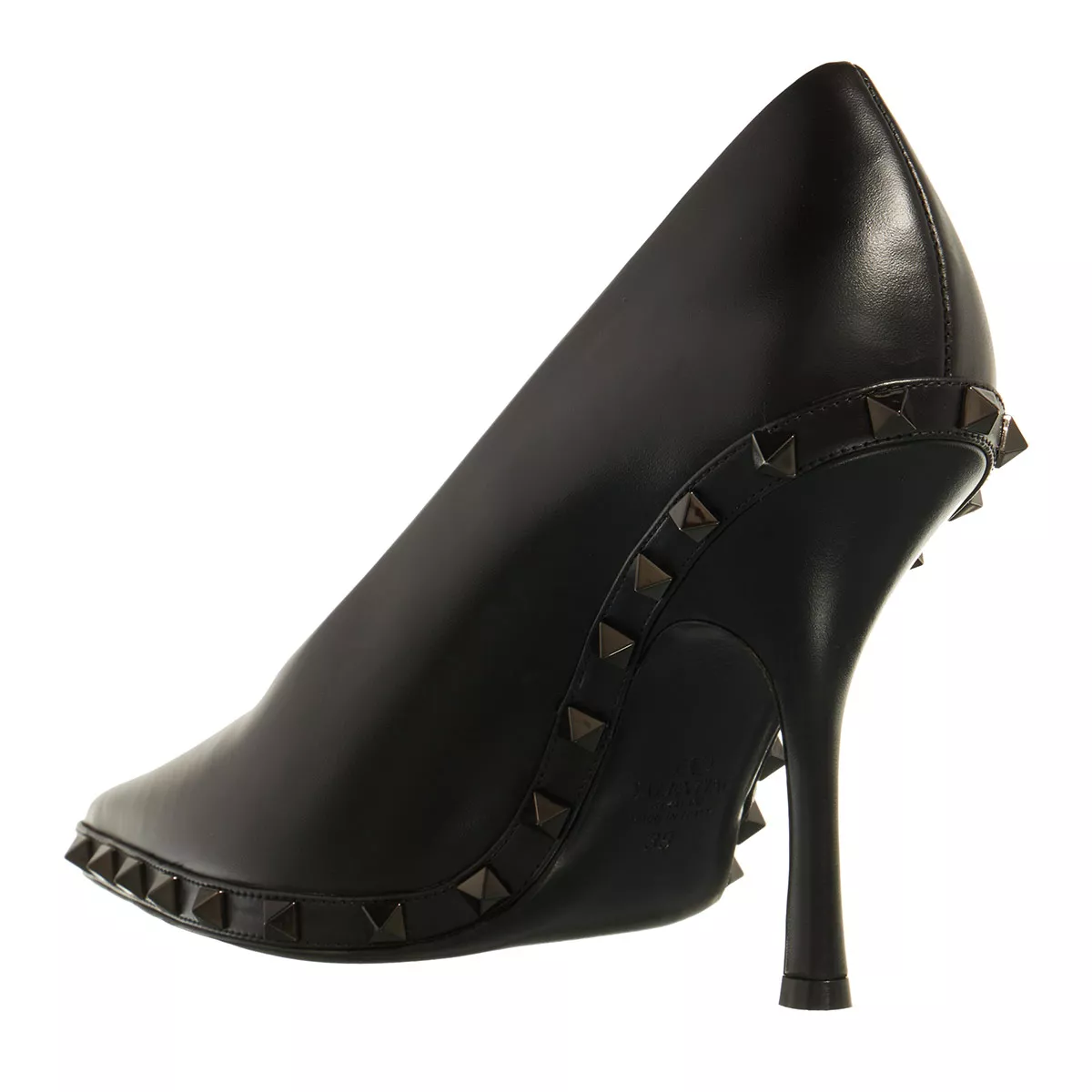 Schwarze Lederpumps mit Nieten