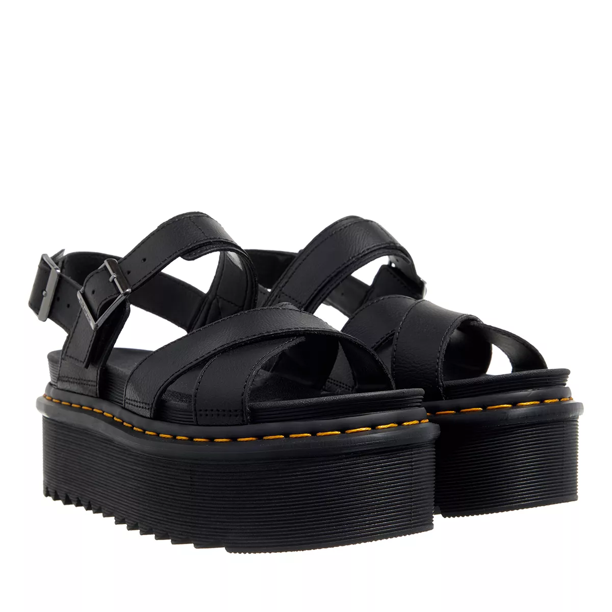 Plateausandalen aus Leder mit Riemen