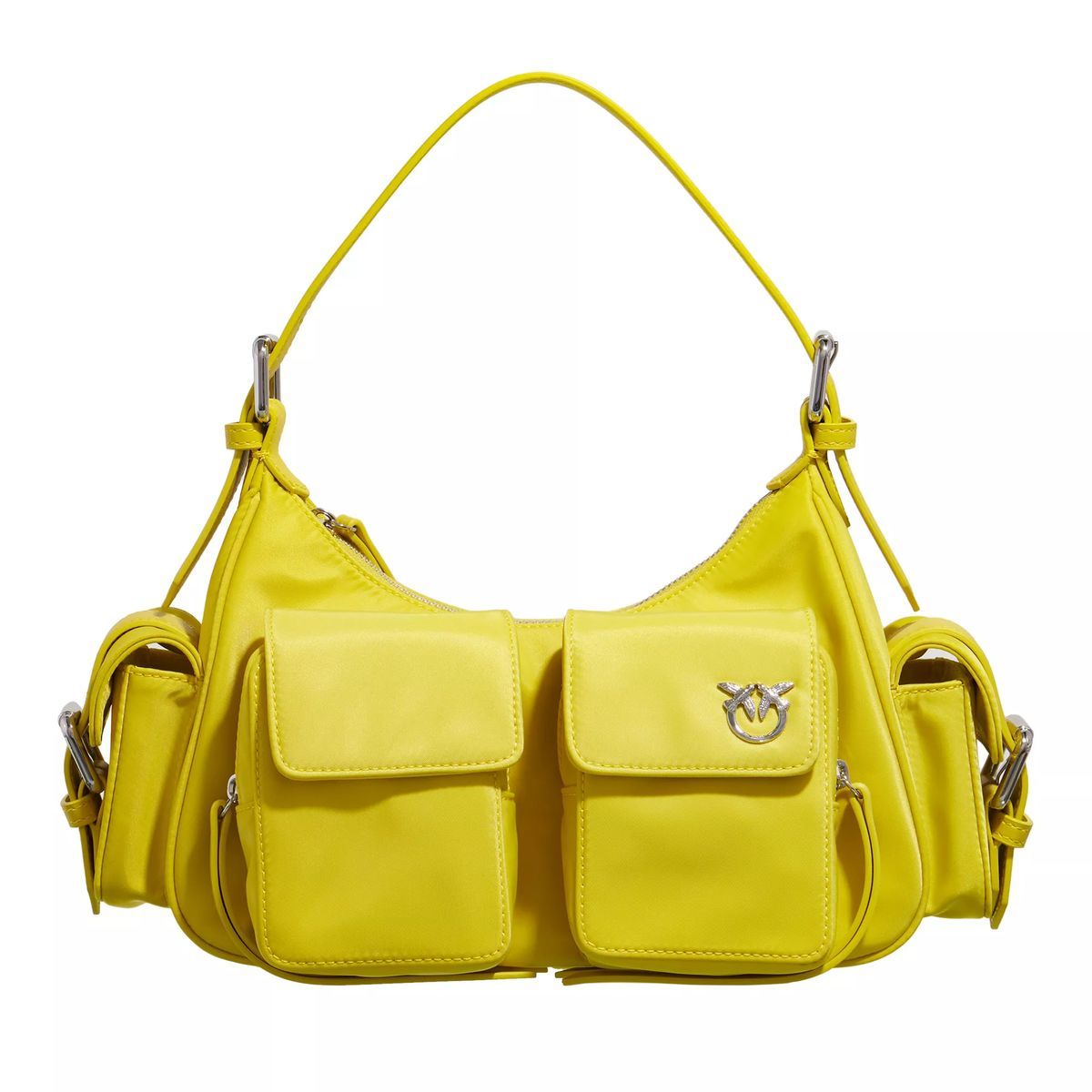 Gelbe Schultertasche mit Cargotaschen