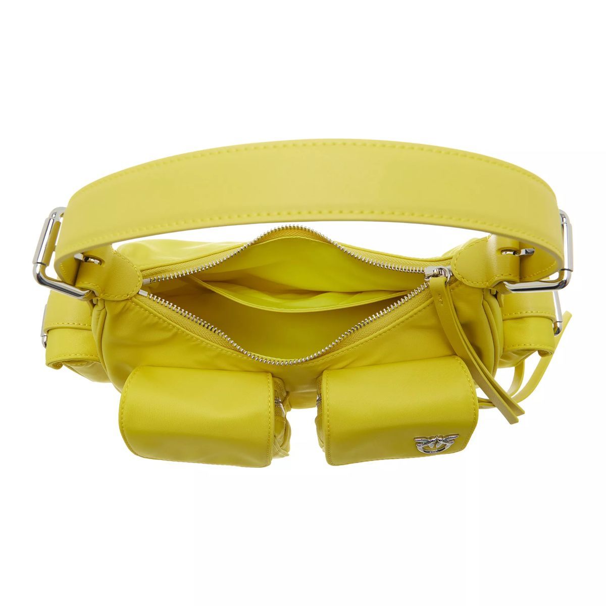 Gelbe Schultertasche mit Cargotaschen
