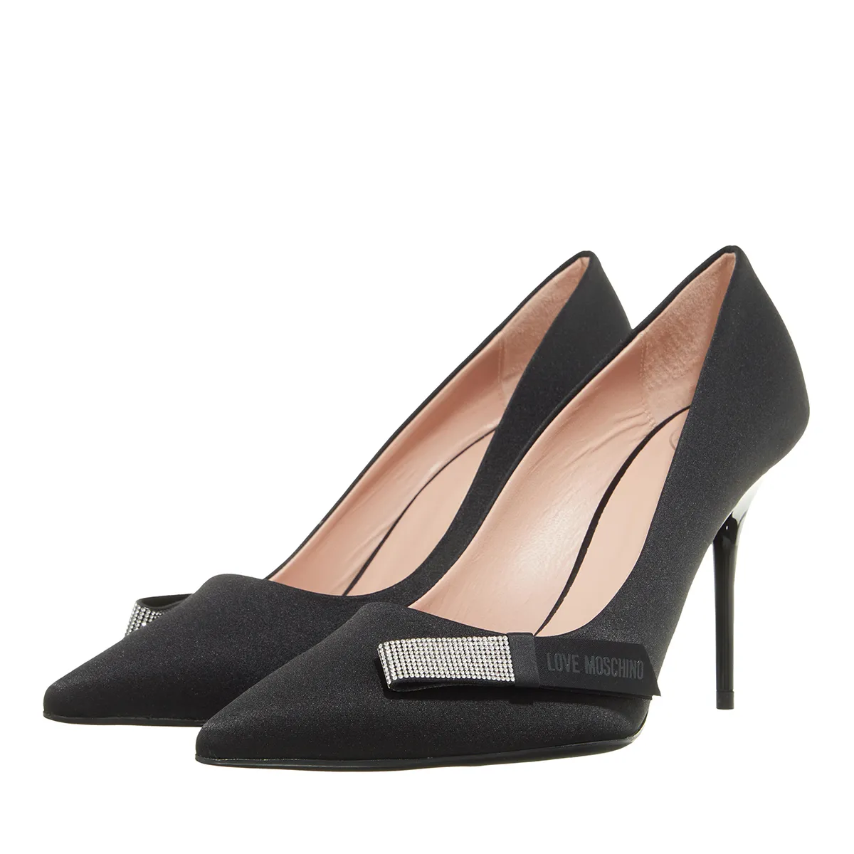 Elegante schwarze spitze Pumps mit Schleife