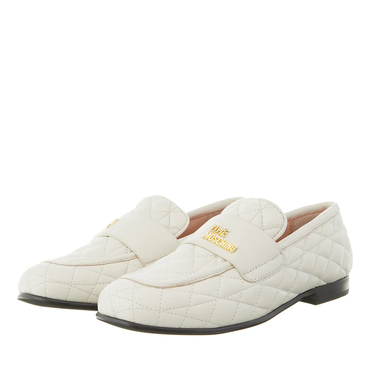 Gesteppter Lederloafer mit Logo