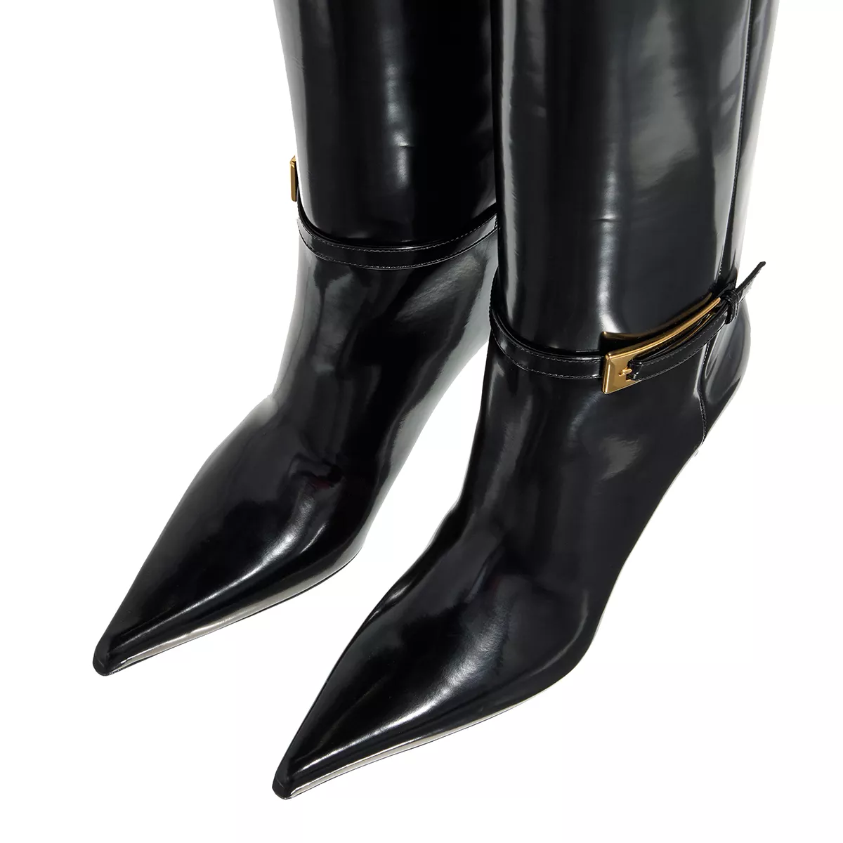 Schwarze, kniehohe Stiefel mit Absatz