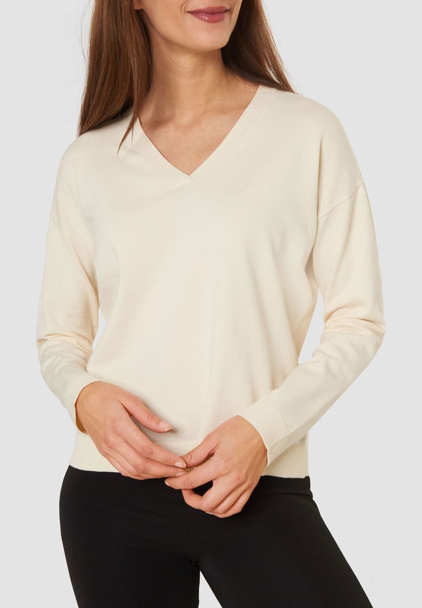 Eleganter Feinstrickpullover mit V-Ausschnitt