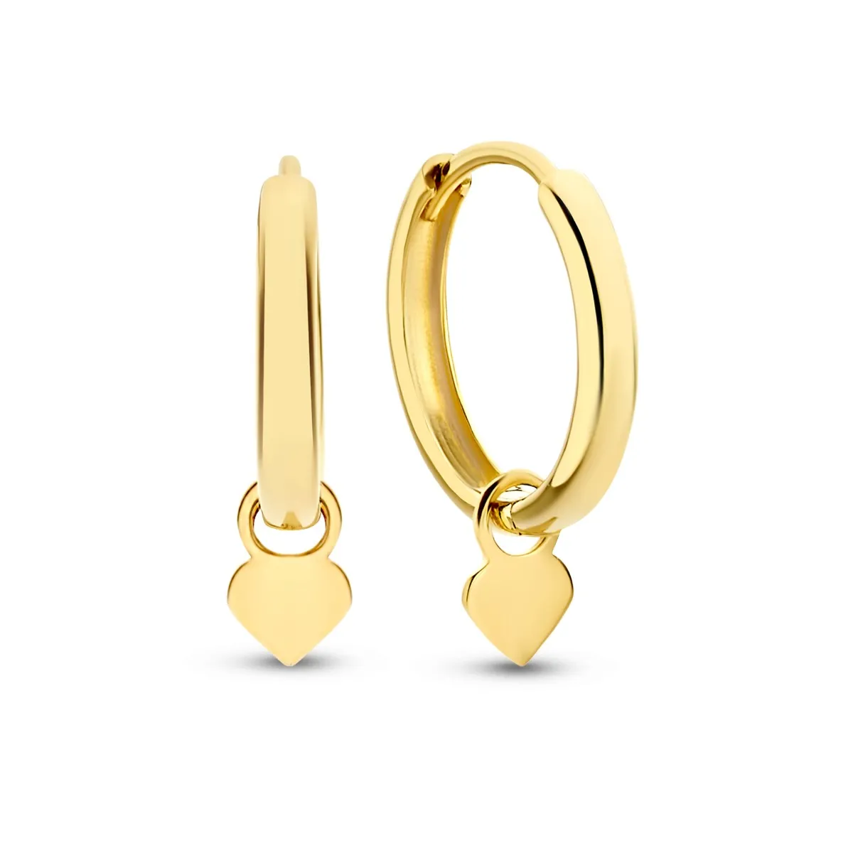 Goldene Creolen mit Herzanhänger