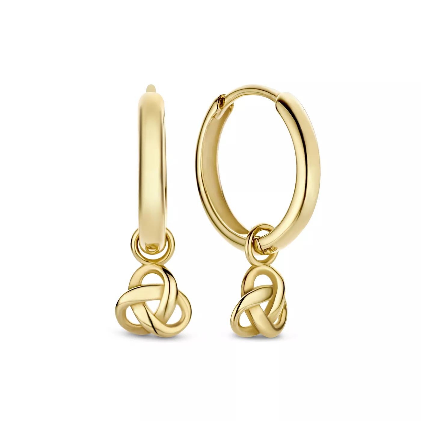Goldene Creolen mit Knoten-Anhänger
