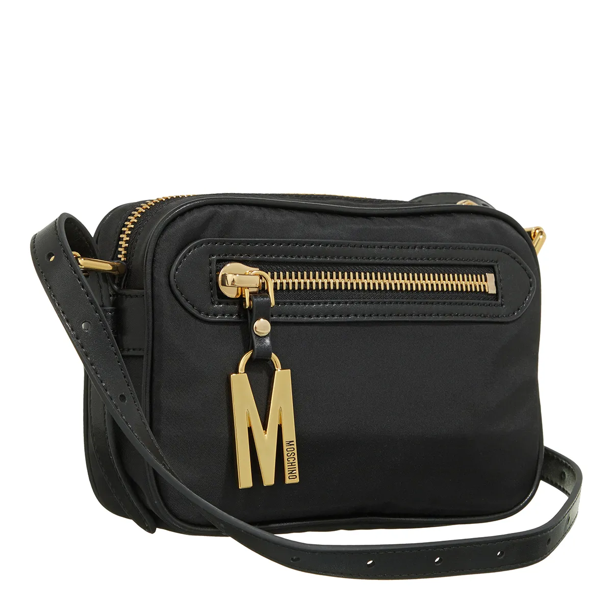 Moschino Schwarze Nylon Kameratasche