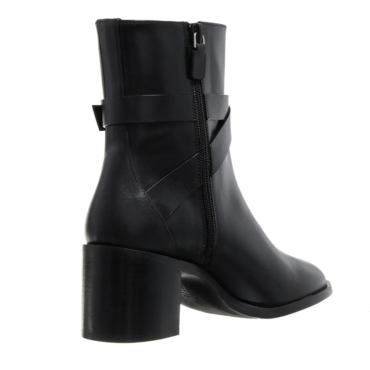 Schwarze Stiefelette mit Absatz aus Leder