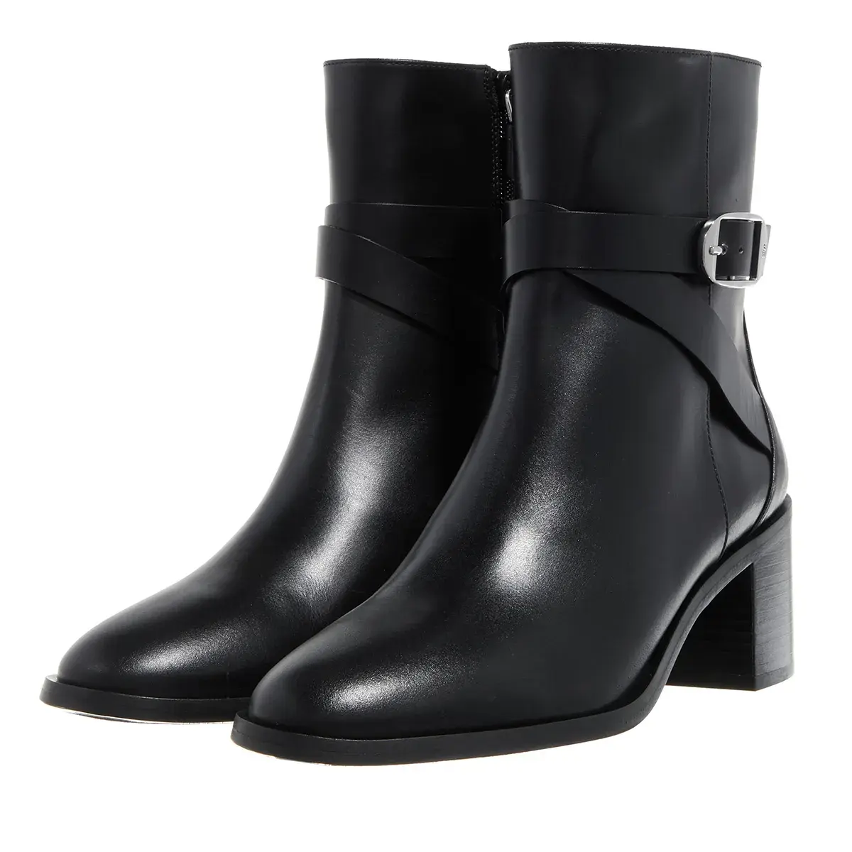 Schwarze Stiefelette mit Absatz aus Leder