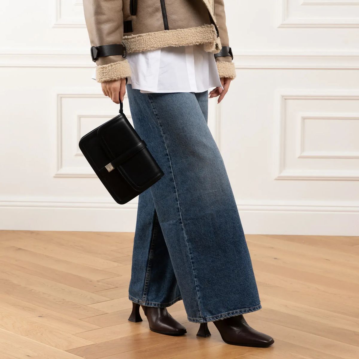 Elegante strukturierte Leder Clutch