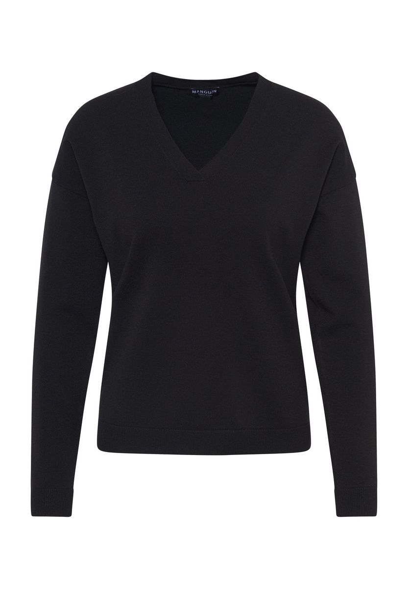 Klassischer Feinstrickpullover mit V-Ausschnitt
