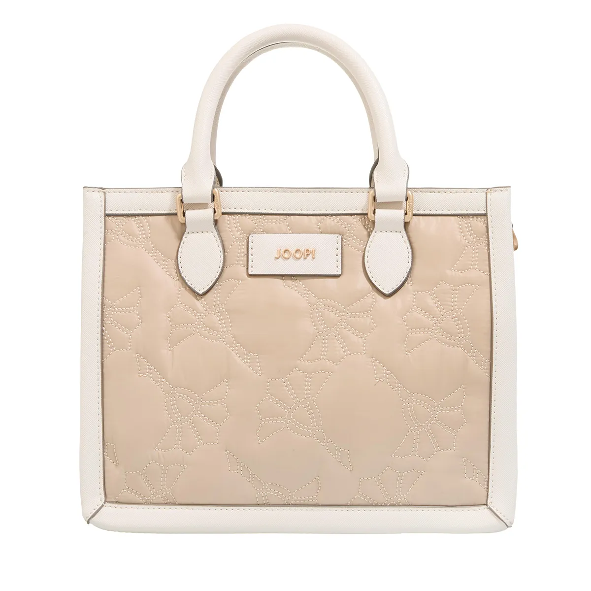 Gesteppte beige Tote Bag mit Riemen