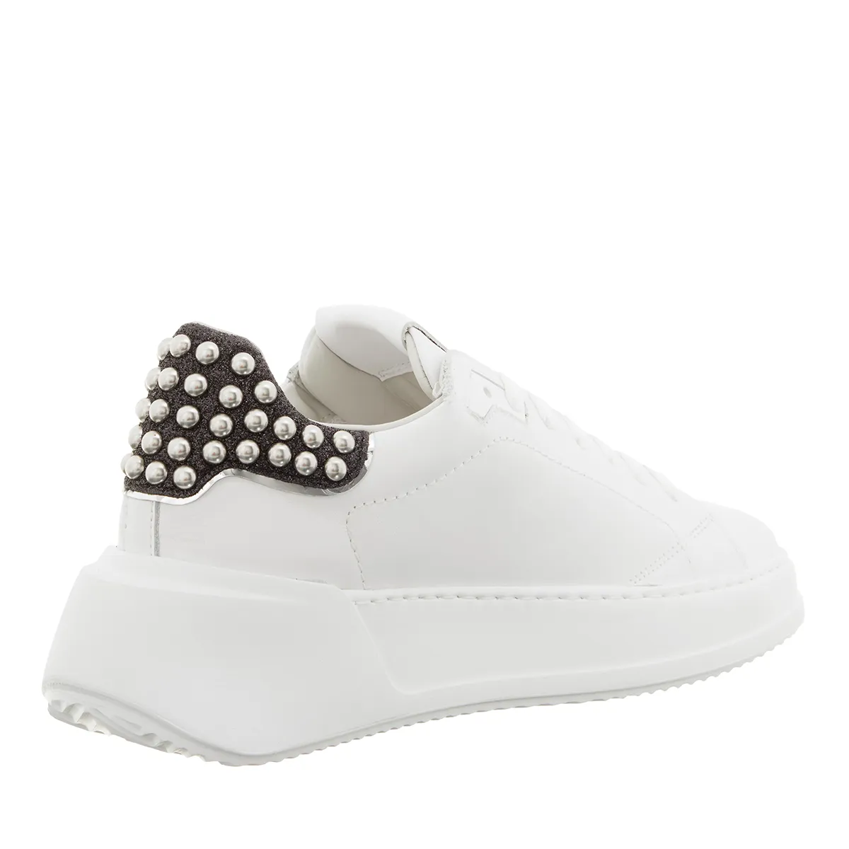 Weiße Damen Leder Plateau Sneakers